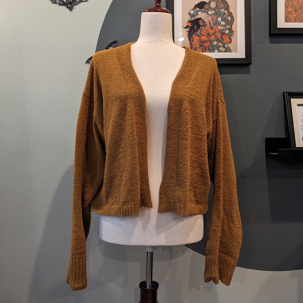 Fuzzy Mustard Yellow Cardigan - Double Zero Brand - Size M